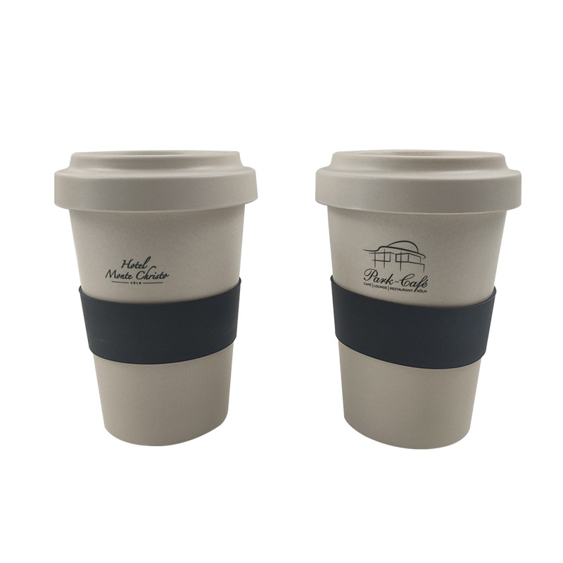 Gjenbrukbar kaffekopp av bambusfiber med lokk i bambuspulver