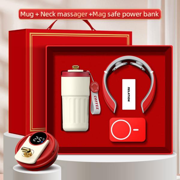 Egendefinert logo 3-i-1 gaveeske krus Massasjer Power Bank