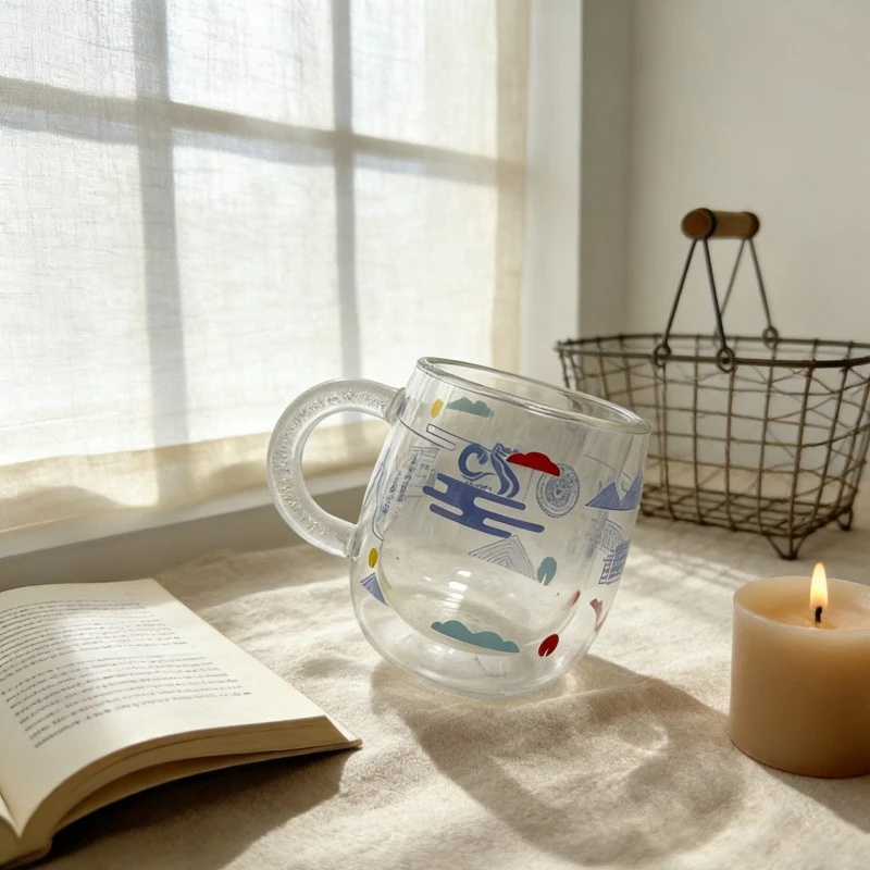 Custom Commemorative Double Wall Glass Mug