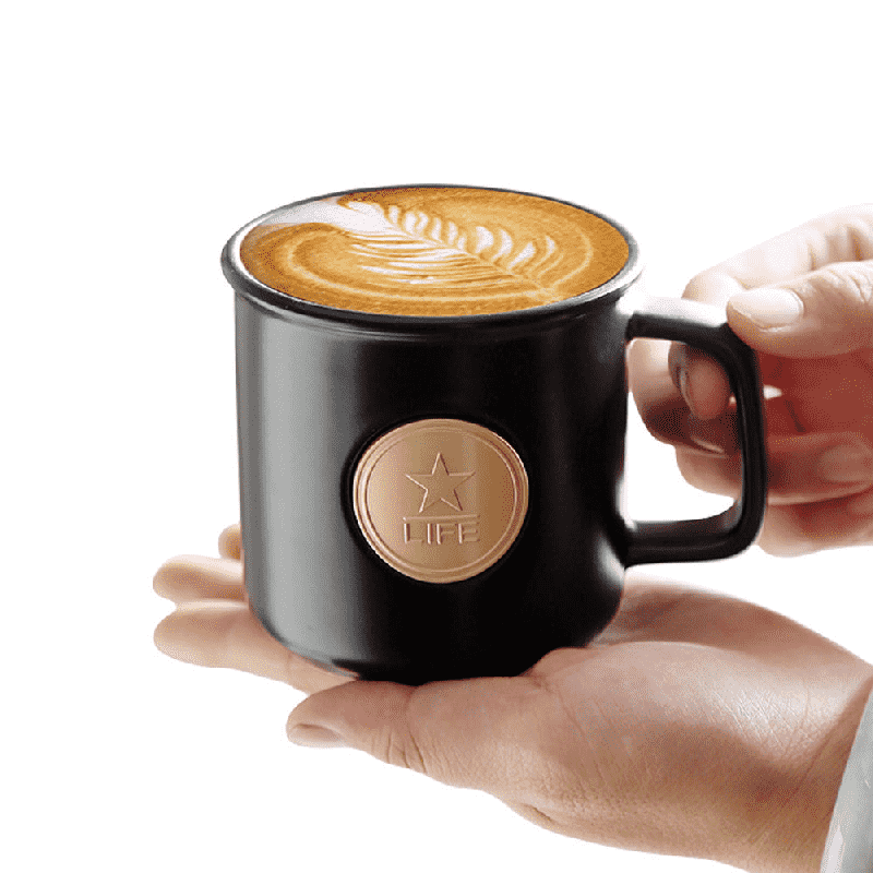 Star LIFE keramisk kaffekrus med lokk og skje