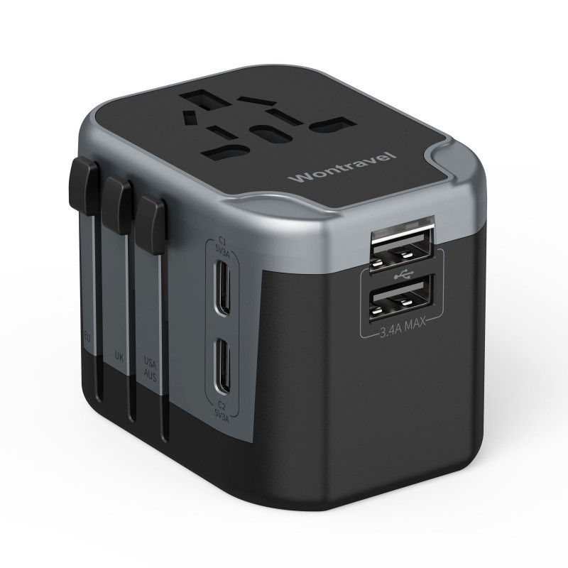 Universal alt-i-ett internasjonal reiseadapter for global bruk